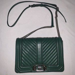 Rebecca Minkoff Hunter Green Quilted Leather Chevron Crossbody Bag